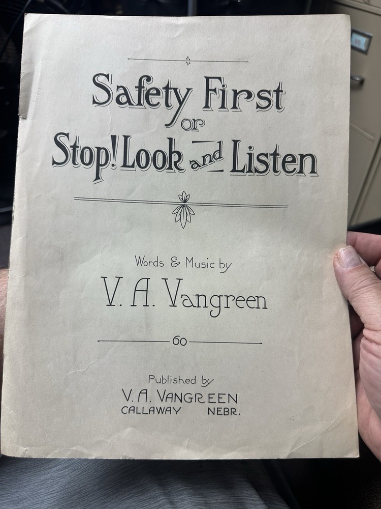 G 1923 Callaway Nebraska Sheet Music ‘Safety First’