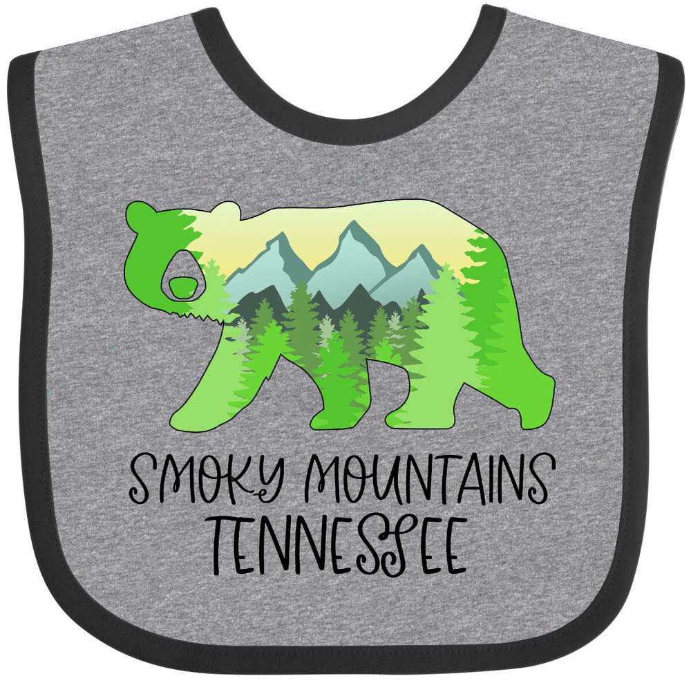 Inktastic Smoky Mountains, Tennessee- Mountains And Bear Shape Baby Bib State Jc
