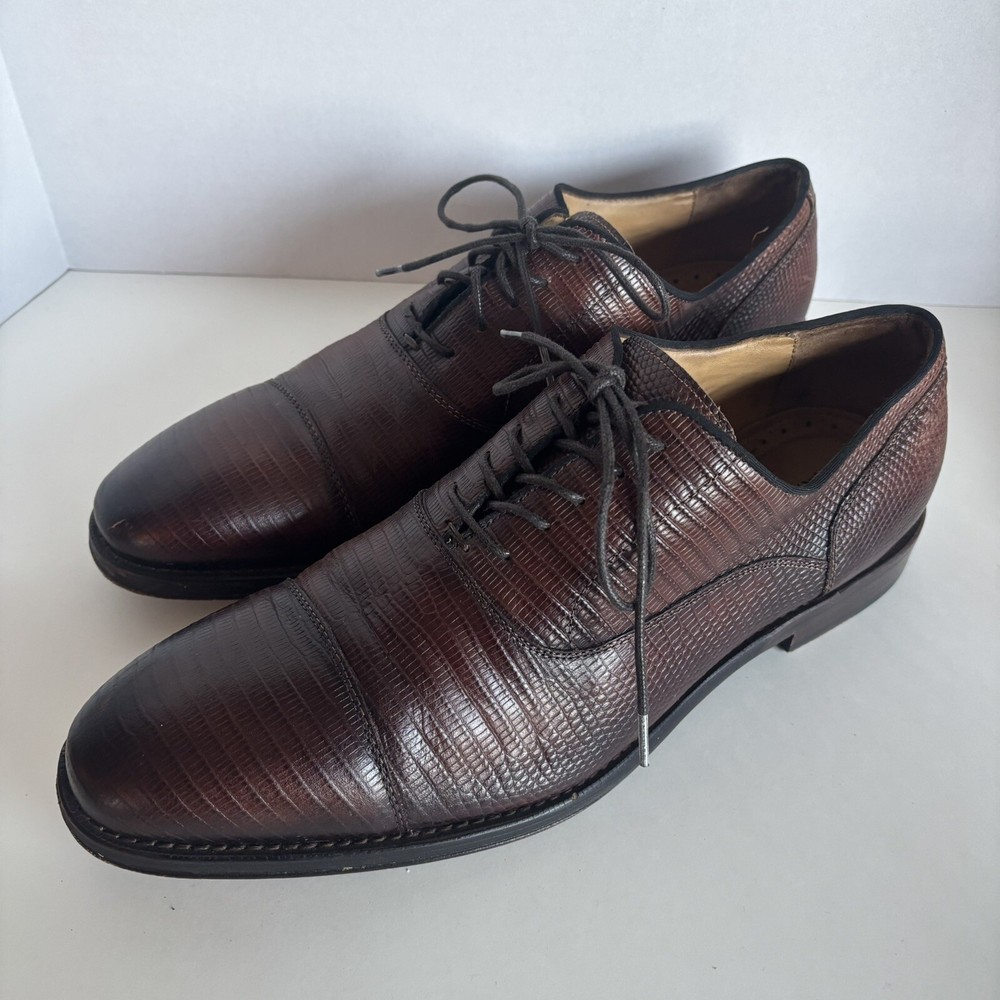 Aldo Dress Shoes Brown Leather Cap Toe Oxford Snake - Men’s Size 12