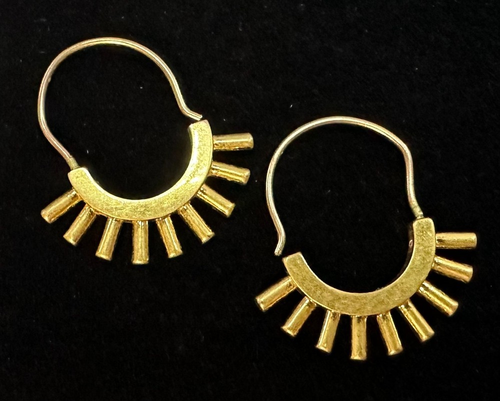 Signed 14K Gold Filled Vtg Sun Style Gold Tone Pierced Earrings Jewelry Lot I