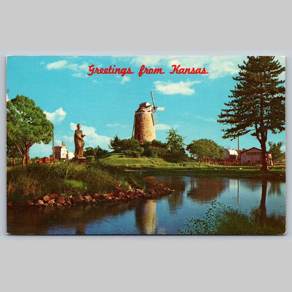 Postcard Old Mill Wamego Kansas Scenic View