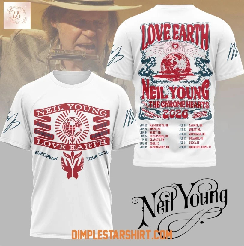 Neil Young Love Earth The Chrome Hearts 3D T-Shirt