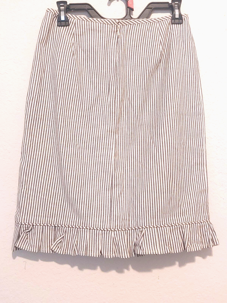 Willi Smith Striped Skirt With Ruffle Hem Black and White Womens Size 2