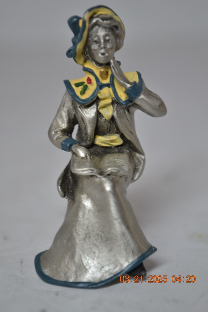 Vintage Hudson Pewter Villagers Mrs Berry Reading a Book Figurine # 5620