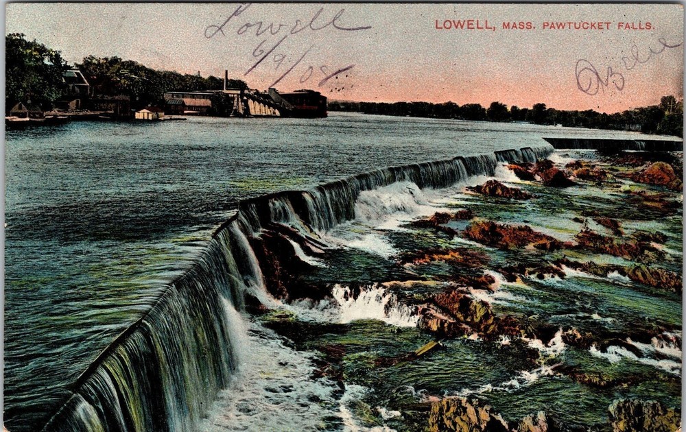 Lowell MA-Massachusetts, Pawtucket Falls, Vintage Postcard