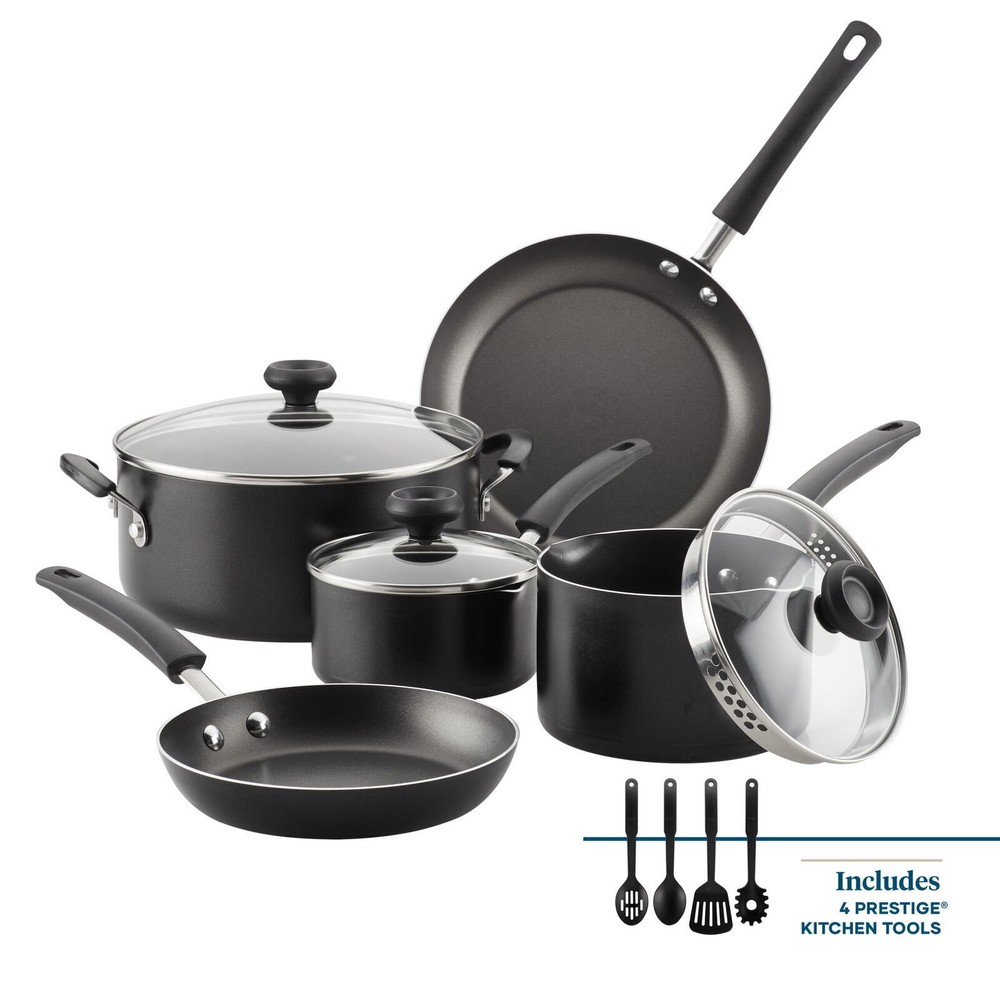 12-PC Easy Clean Nonstick Pots and Pans Cookware Set w/Glass Lid Dishwasher Safe