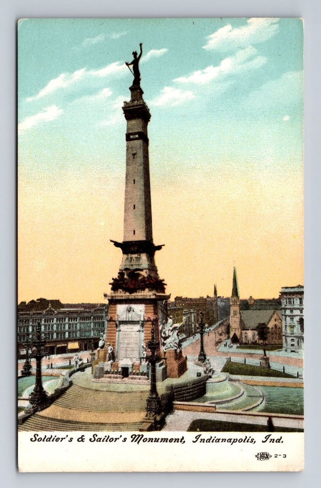 Indianapolis IN- Indiana, Soldiers & Sailor's Monument, Antique Vintage Postcard
