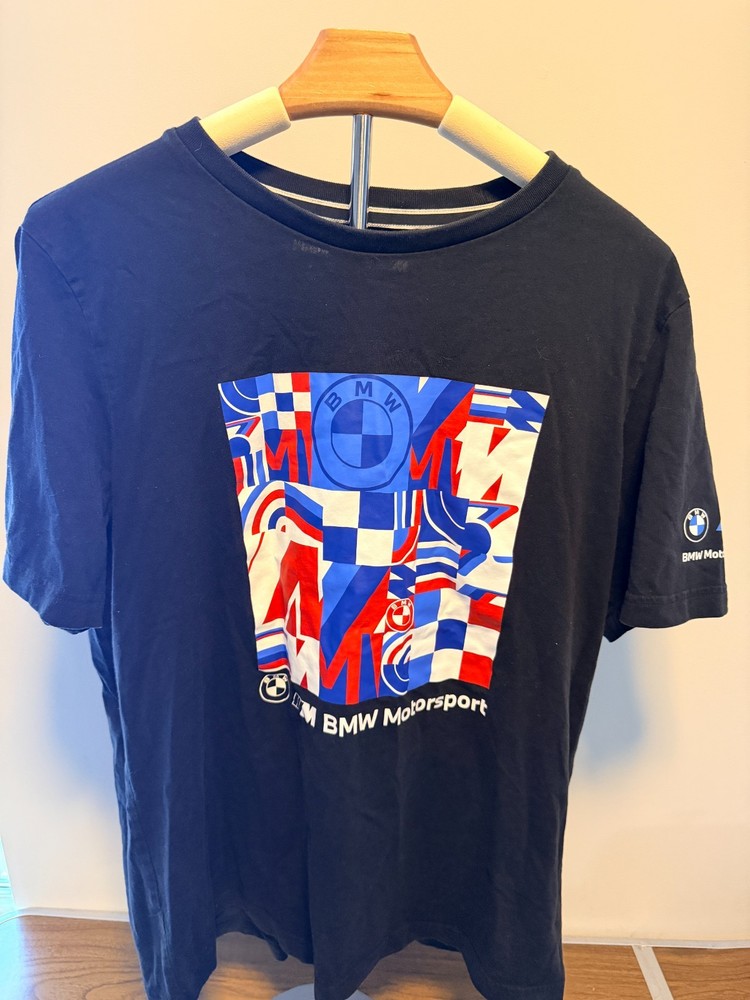 Puma BMW Motorsport Red White Blue Graphic Shirt Black Mens L