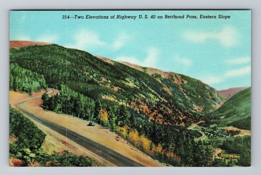 Colorado CO Two Elevations Of Highway US 40 On Berthoud Pass Vintage Postcard