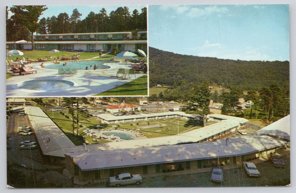 Howard Johnson's Motor Lodge Asheville NC Vintage Postcard Pool Aerial View