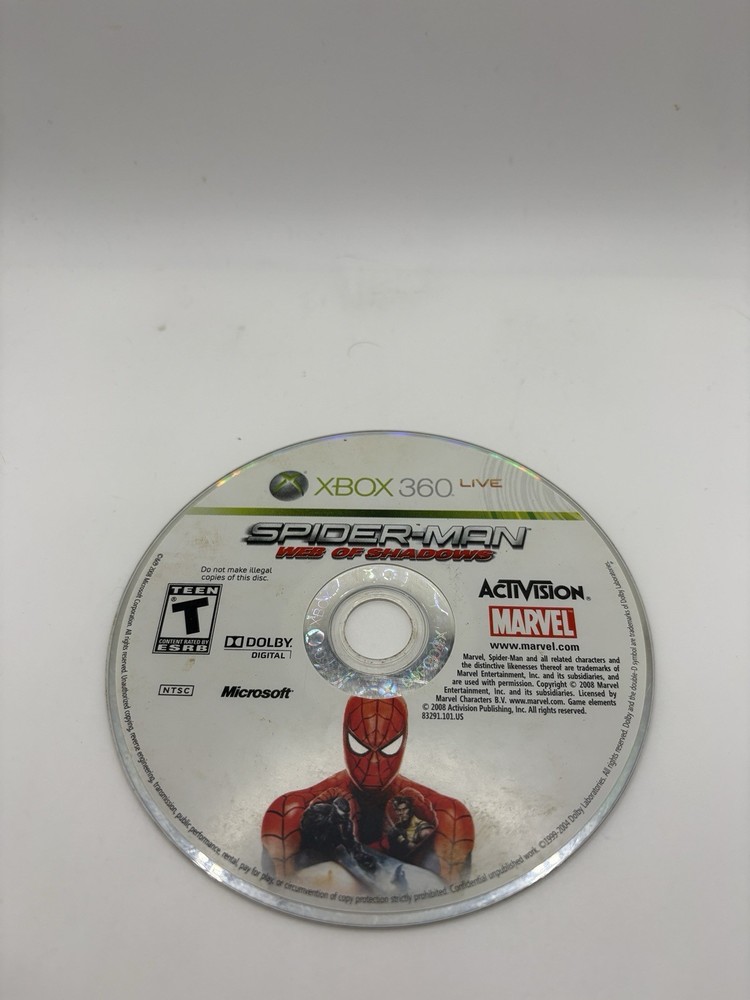 Activision Spider-Man: Web of Shadows Xbox 360 2008 (DISC ONLY) T NTSC-U/C