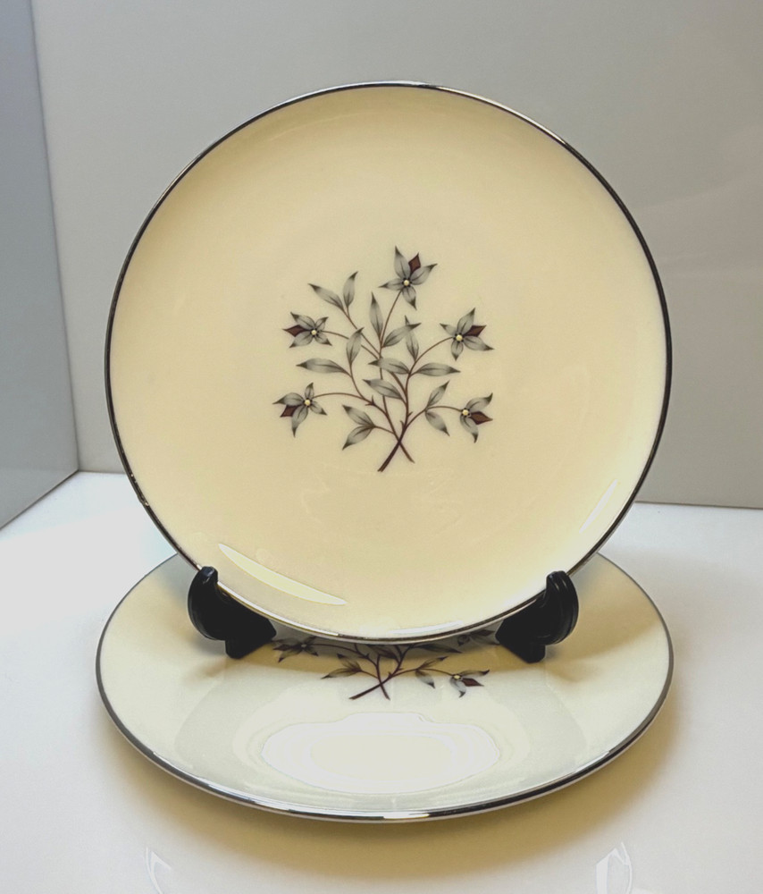 Pair of Elegant Lenox Princess Bread & Butter Plates with Platinum Trim - EUC