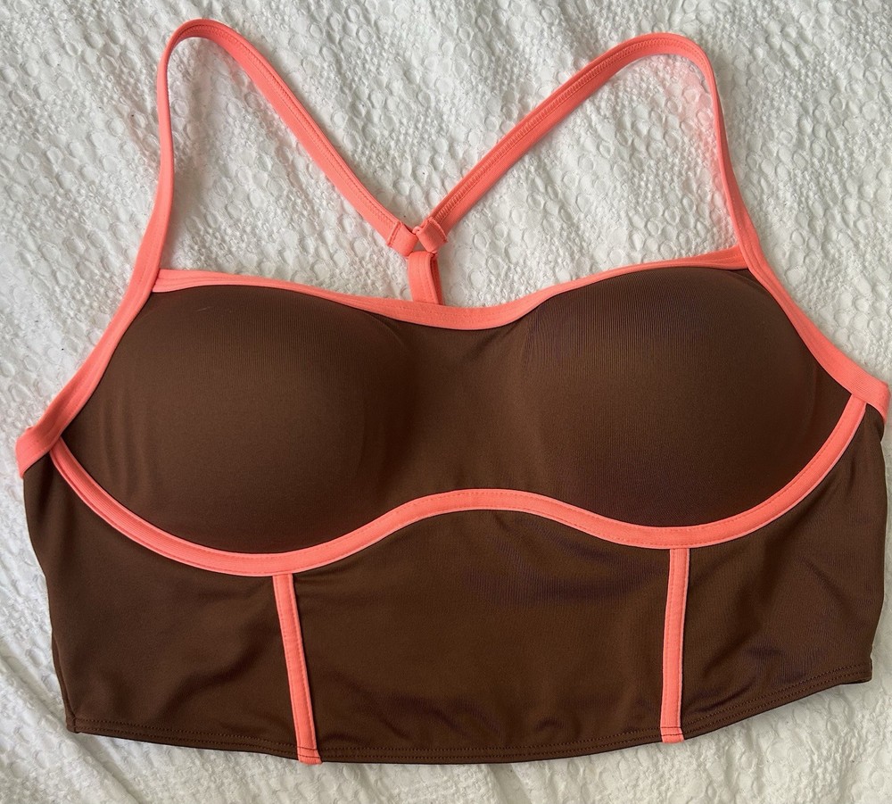 Victoria’s Secret PINK Sports Bra Push Up Long Line Padded Size L Brown & Orange