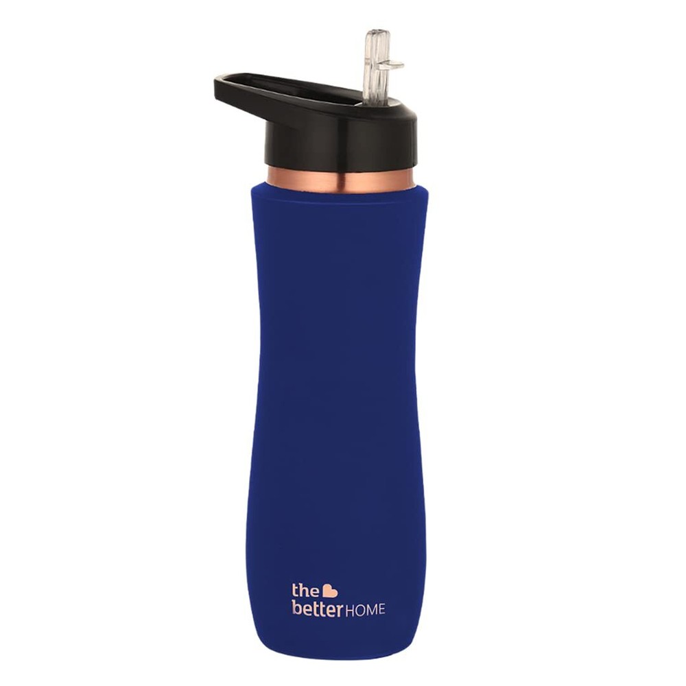 Copper Water Bottle with Sipper with Leak Proof For Ayurveda Health Dark Blue