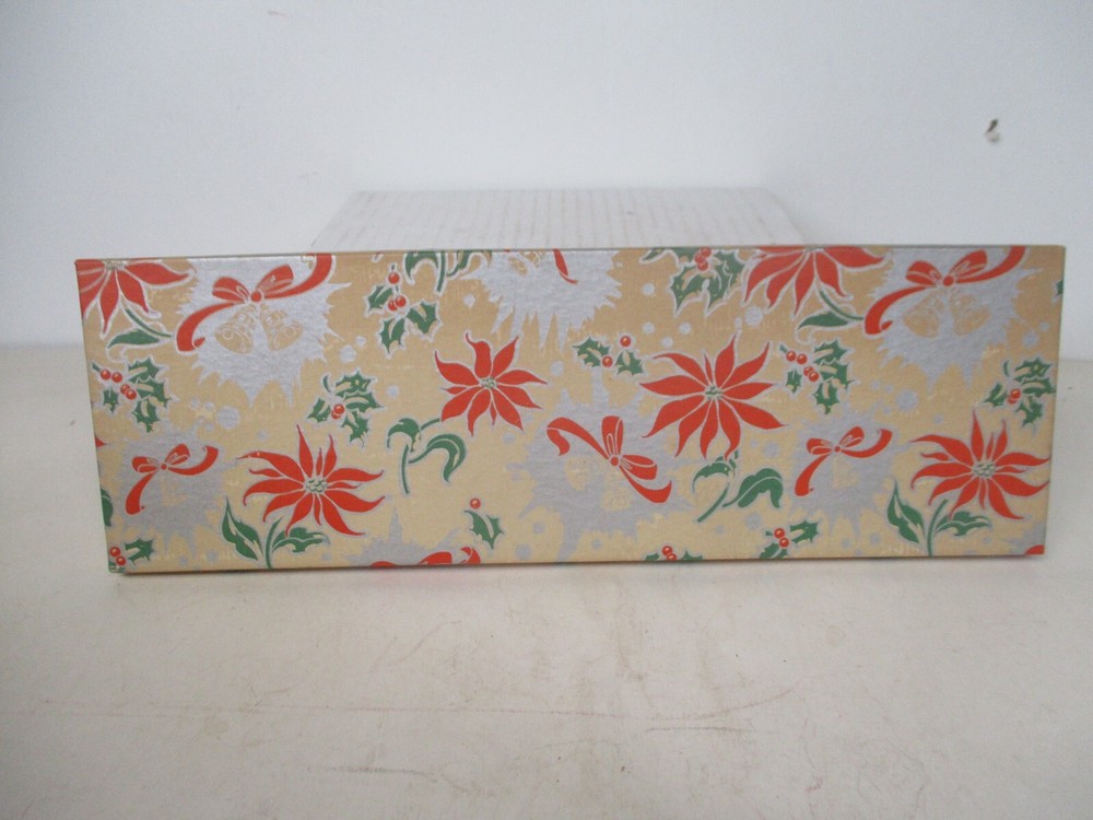 Vintage Christmas Tie Gift Box - Poinsettia Holly Bells