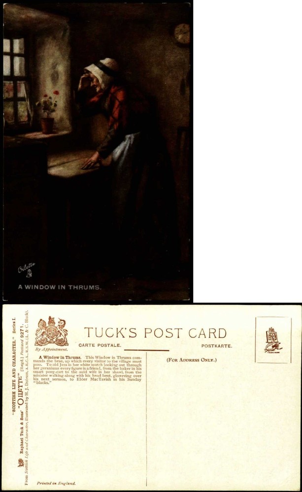 Tuck Oilette Scottish Life and Character series A Window in Thrums ~ Kirriemuir