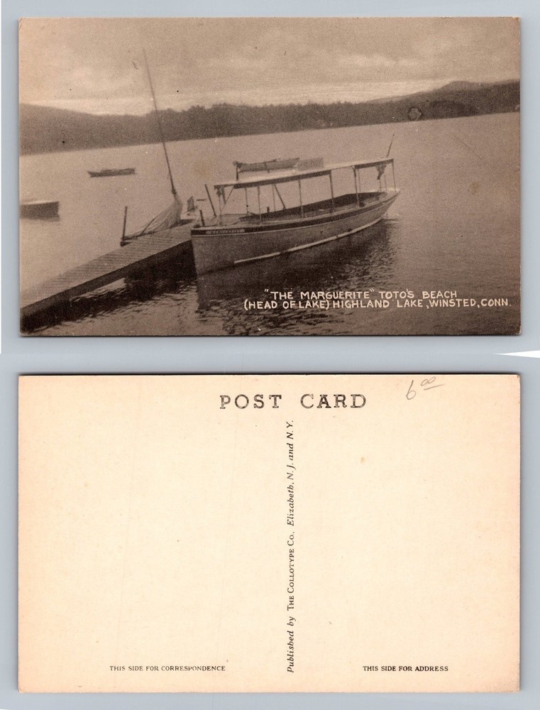 Winsted, CT-Connecticut, Highland Lake Toto's Beach Scene Post Vintage Postcard