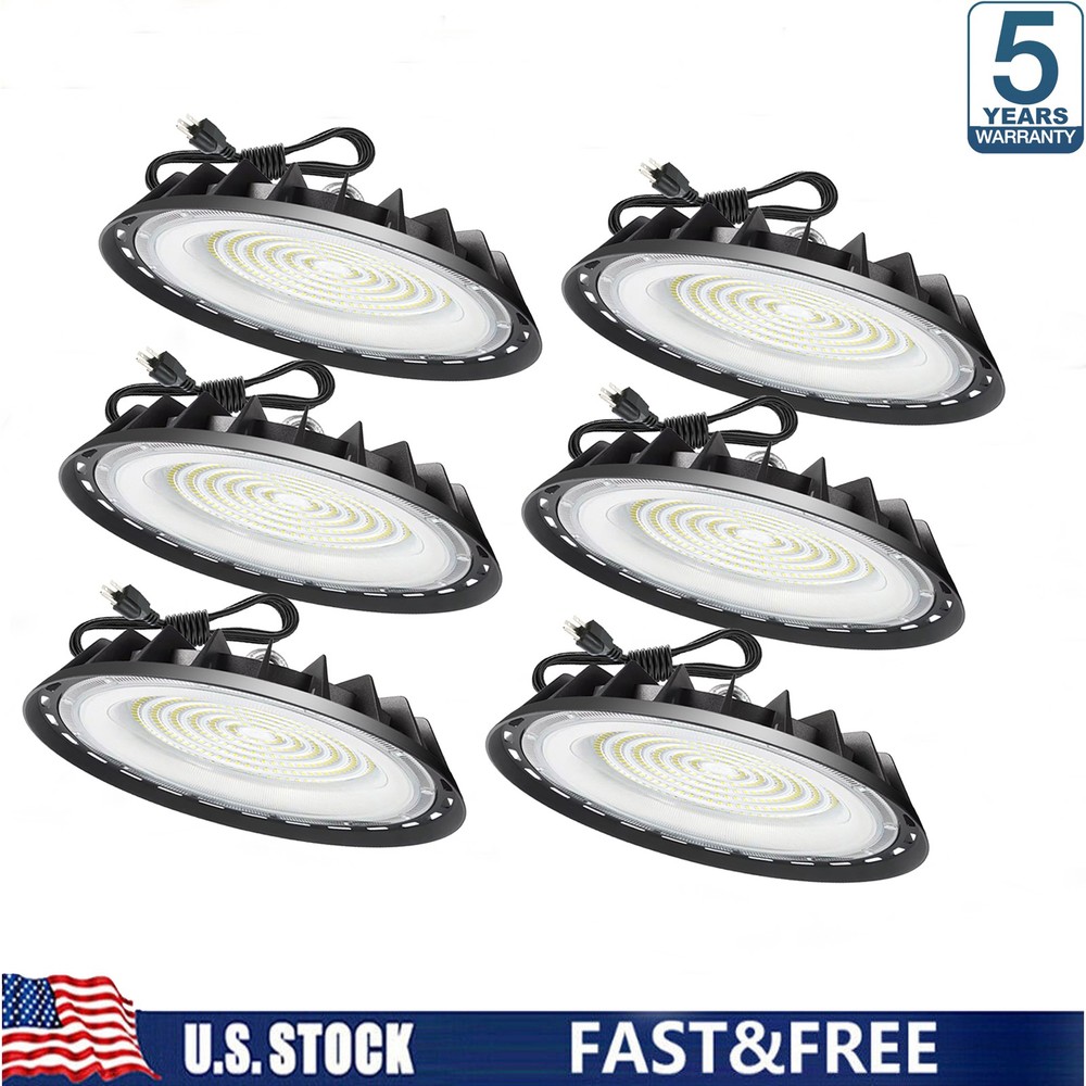 6Pack 200W UFO Led High Bay Light Shop Industrial Commercial Warehouse Gym Light