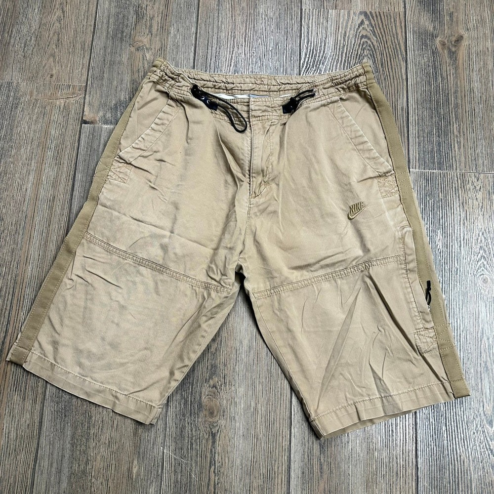 Nike Sportswear Vintage Y2K Tan Cargo Shorts Drawstring Mens Size Medium