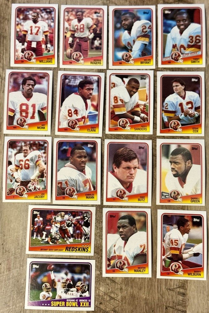 1988 Topps Washington Redskins 16-Card Team Set Football-Art Monk-Darrell Green