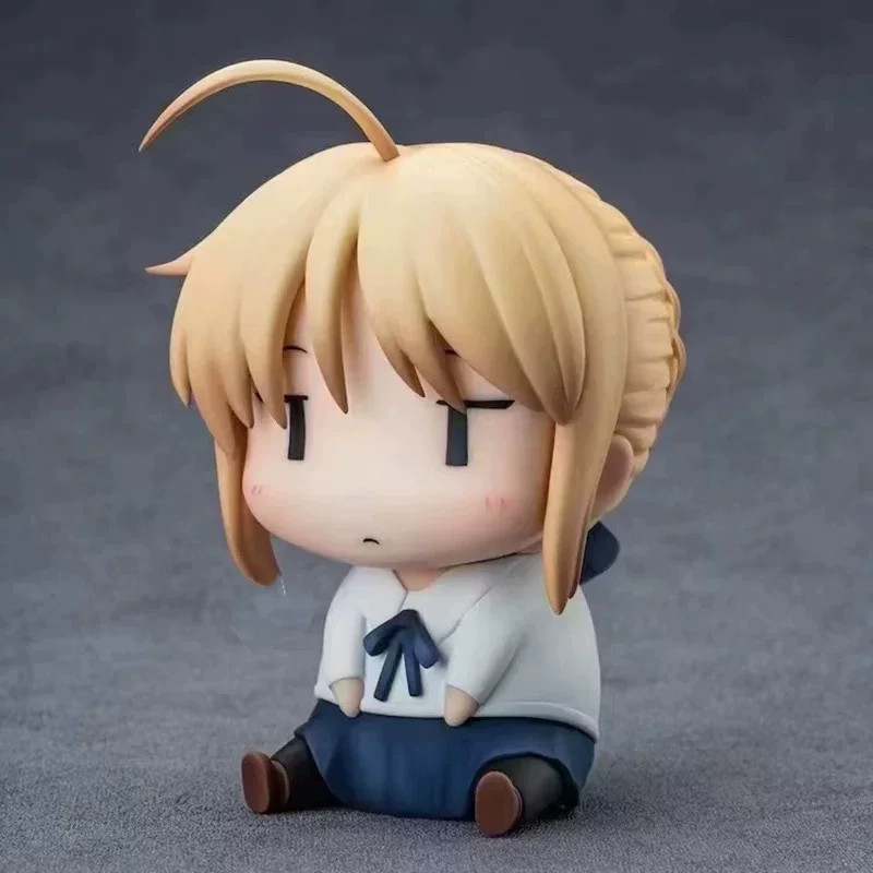 10cm Fate Chibi Saber Funny Sitting Figure Anime Desk Decor Toy Gift