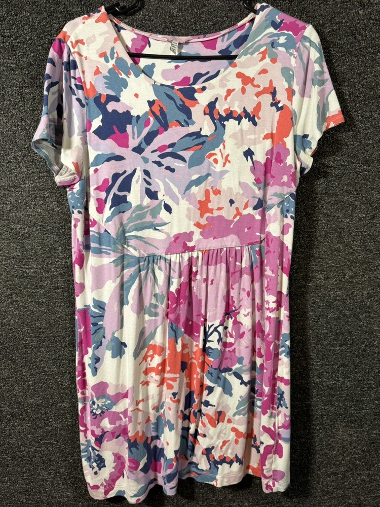 Joules Women’s Shift Dress Short Sleeve Floral Print Multicolored Size 12