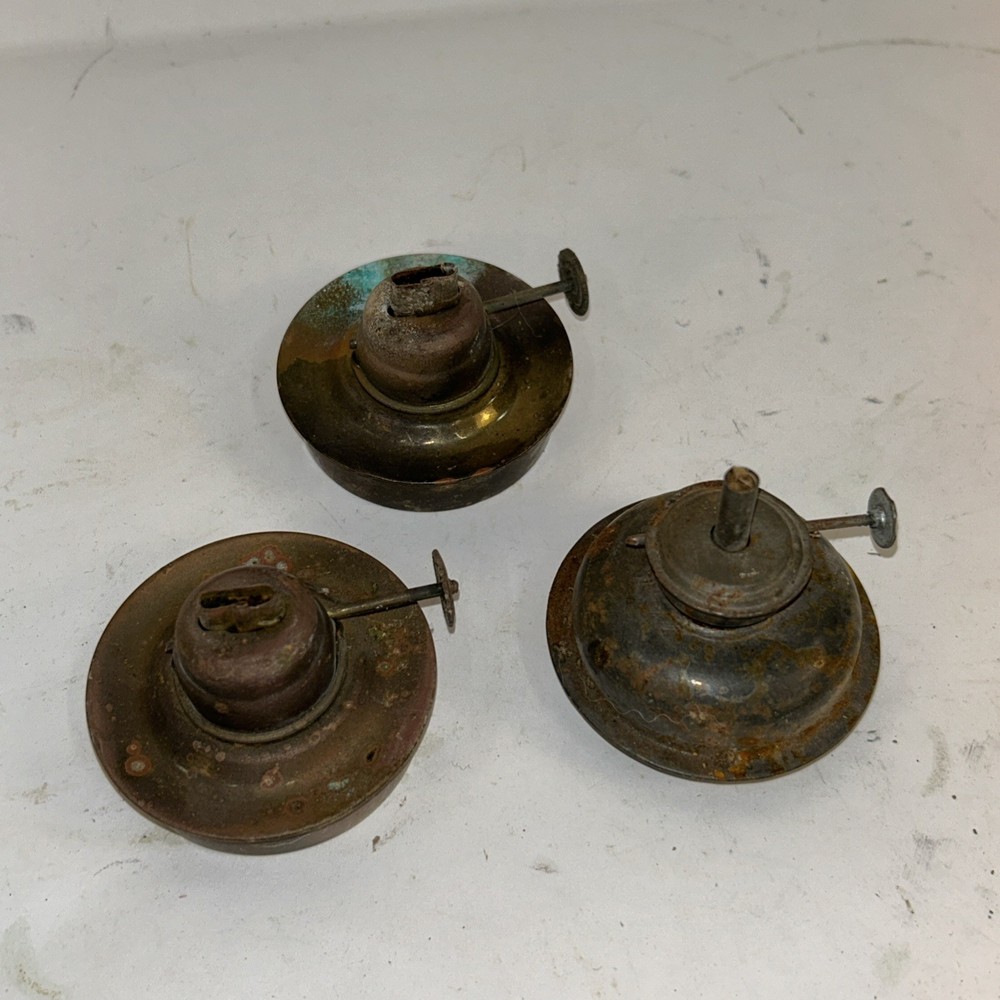 Set Of 3 Copper vintage Oil Lamp Burners