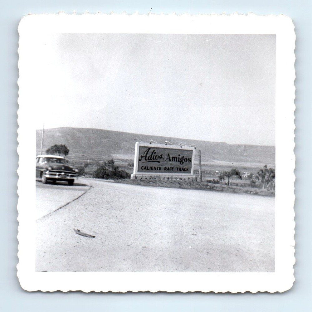 Old Vintage Square Photo CALIENTE GREYHOUND RACE TRACK SIGN TIJUANA MEXICO