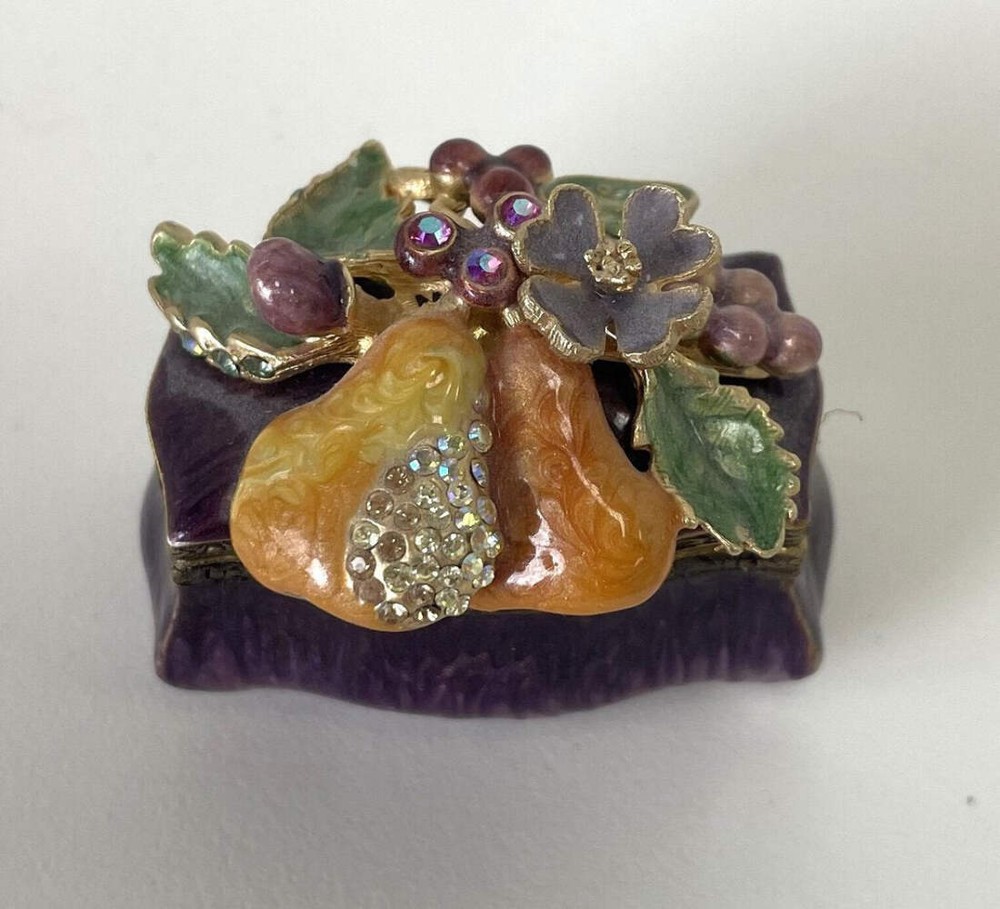 JAY STRONGWATER DARJEELING PEARS KEATON TRINKET BOX WITH SWAROVSKI CRYSTALS