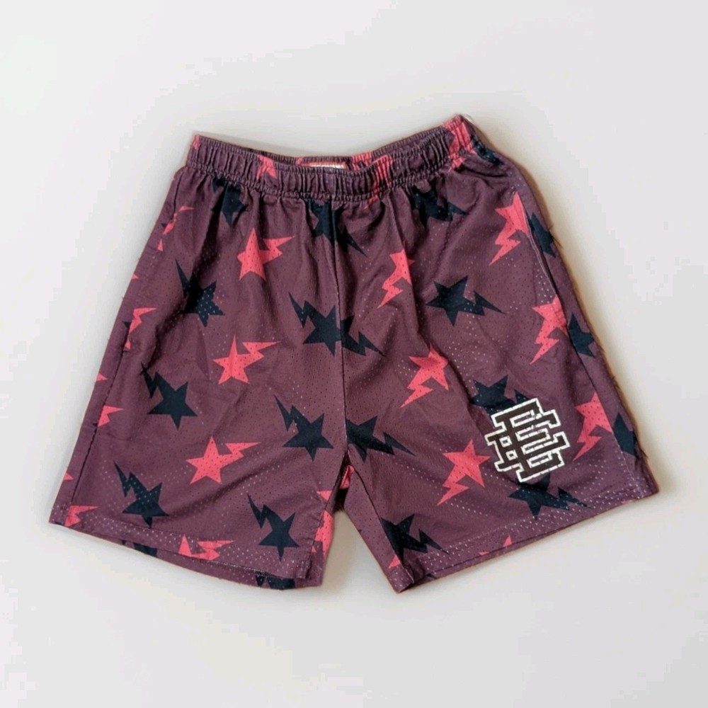 Eric Emanuel EE Mesh Shorts Purple Star Lightning Print Men’s M Streetwear