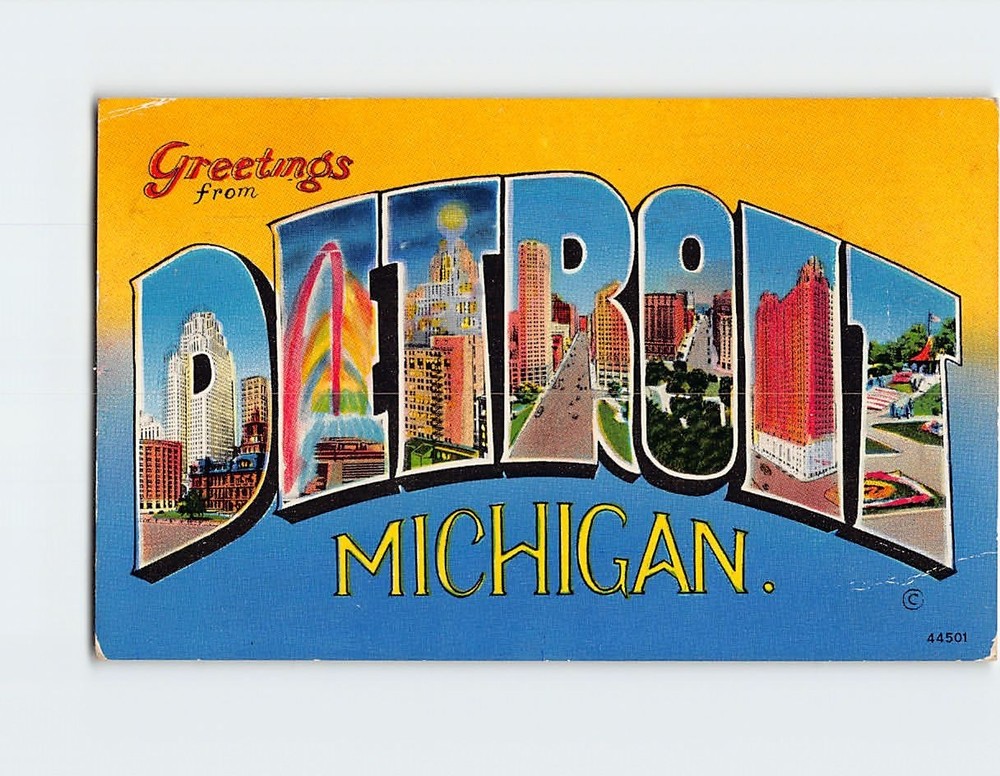 Postcard Greetings from Detroit Michigan USA
