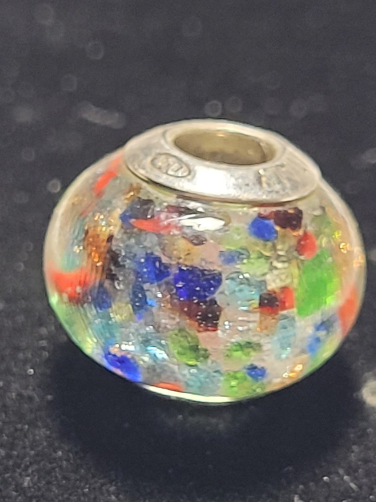 ZABLE MURANO CHARM ITALY STERLING SILVER 925 Multi-Color GLASS BEAD for Bracelet