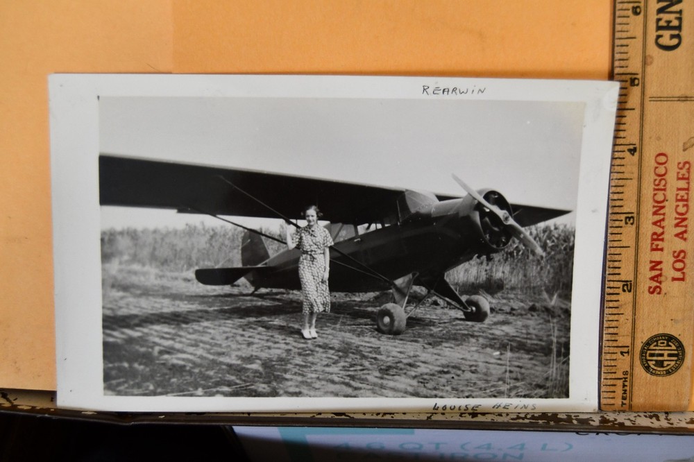 1935 B&W Photograph Louise Heins Rearwin Sportster Aircraft Monoplane