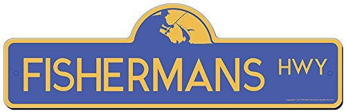 Fishermans Street Sign | Indoor/Outdoor | Funny Home Decor for Garages, Livin...