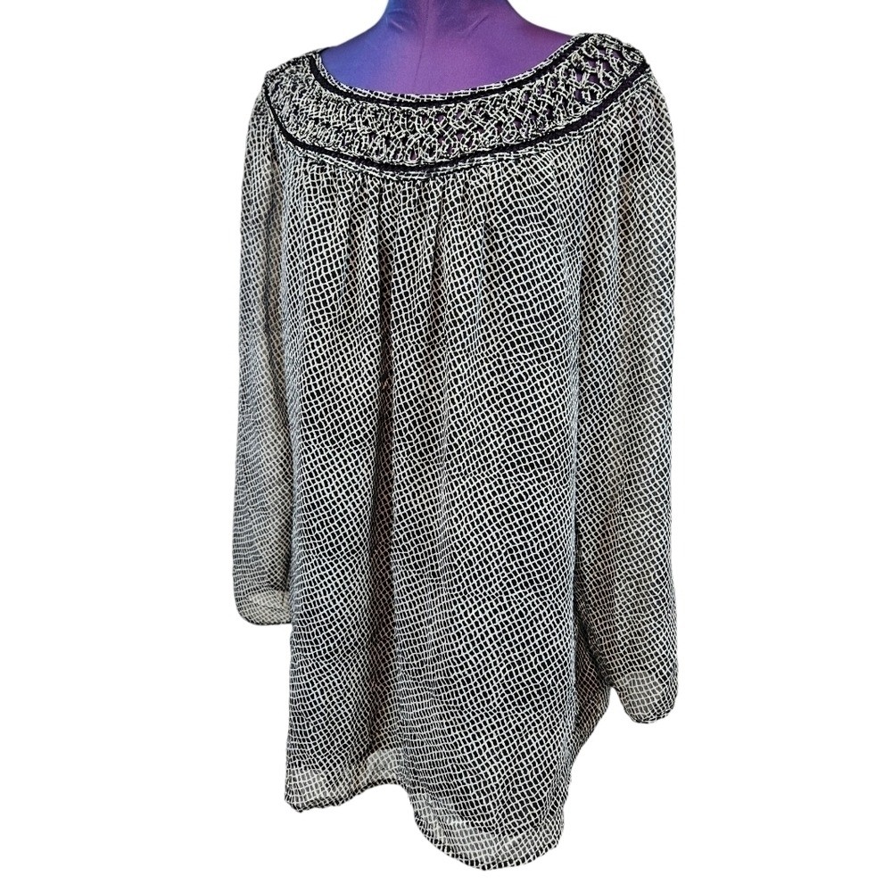 Coldwater Creek Plus Size 2X 20 22 Snakeskin Print Chiffon Blouse E2