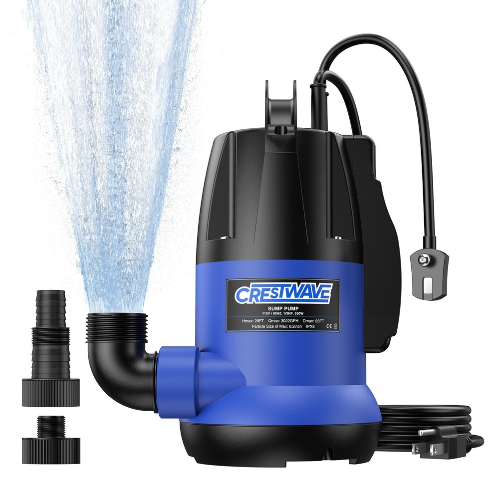 1/3HP Auto Submersible Sump Pump 3022GPH with Auto Off Switch