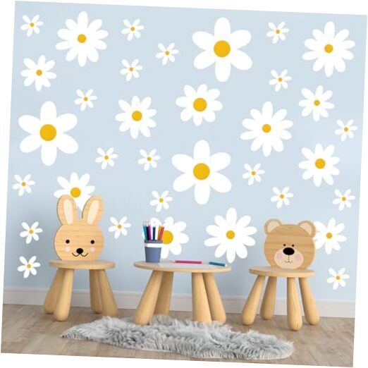 120 Pieces 10 Sheet Large Daisy Wall Decals Daisy Flower Wall Stickers Vinyl