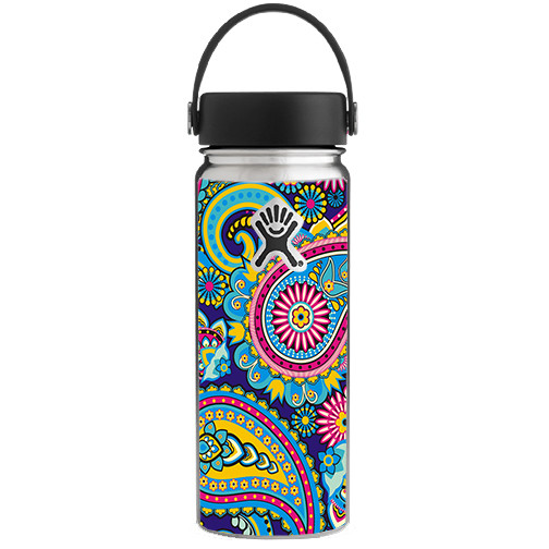 Skin Decal for Hydro Flask 18 oz Wide Mouth / Colorful Paisley Mix
