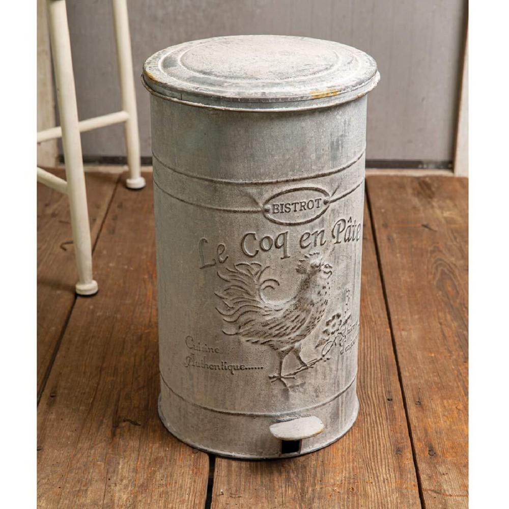 Rooster Trash Bin Kitchen Supplies, 11-inch W x 12-inch D x 17.5-inch H, White