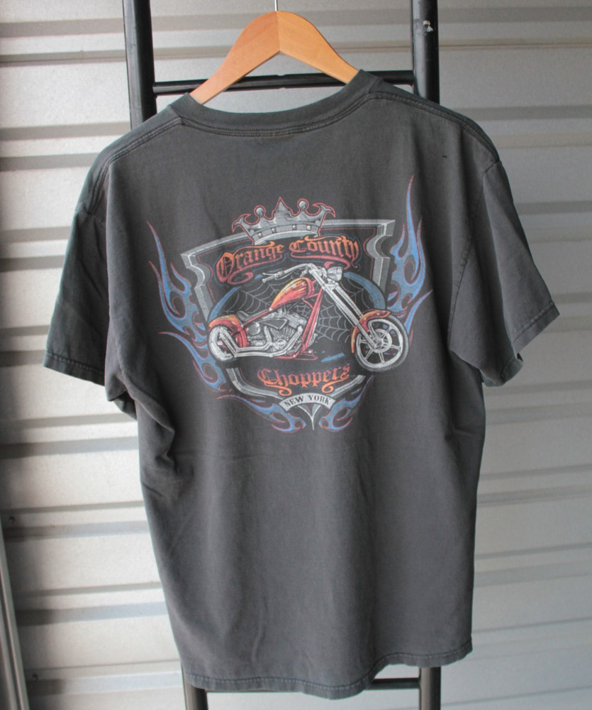 Y2K Vintage OCC Orange County Choppers Motorcycle Garage Mens T-Shirt L
