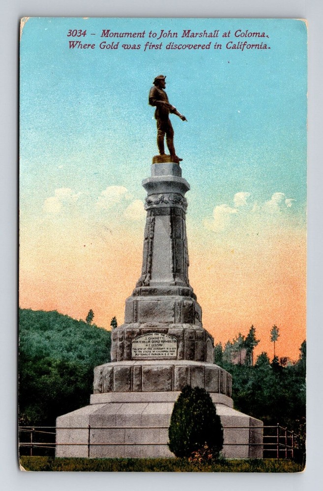 Coloma CA-California, Monument to John Marshall, Vintage Postcard