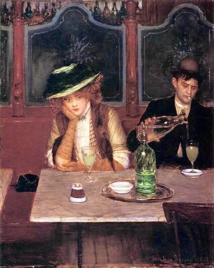 The Absinthe Drinker : Jean Béraud : 1908 : Archival Quality Art Print-image