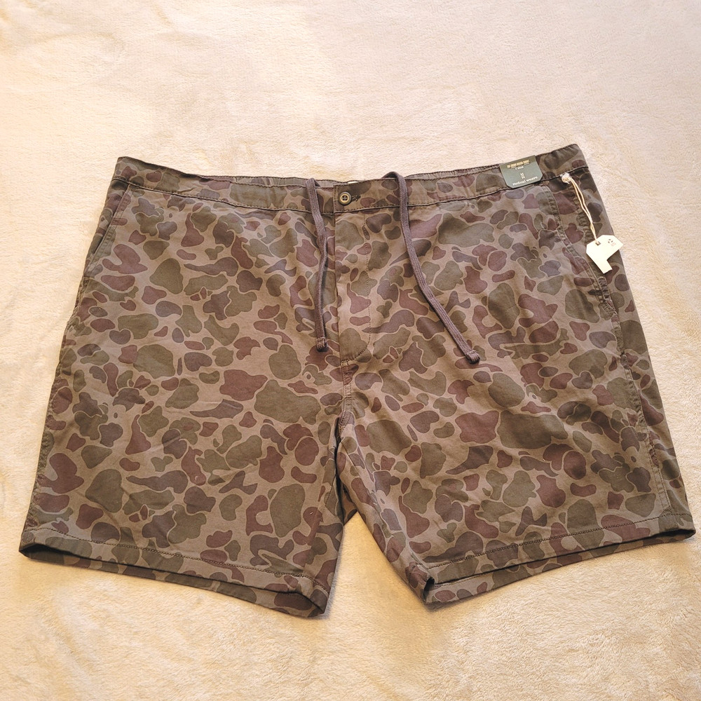 Mutual Weave Camo Chino Shorts Mens Size 54 Green Stretch Drawstring Pockets New