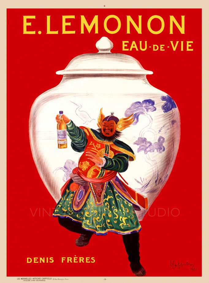 French Water Lemonon 1920s Cappiello Warrior Vase Giclee Canvas Print 18x24