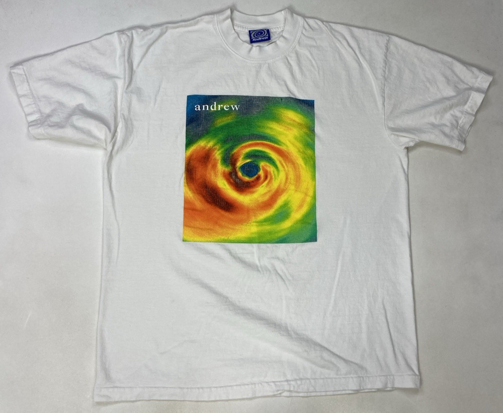 Andrew Miami Skate Swirl Abstract Graphic T-shirt Men Large White Short Sleeve-image