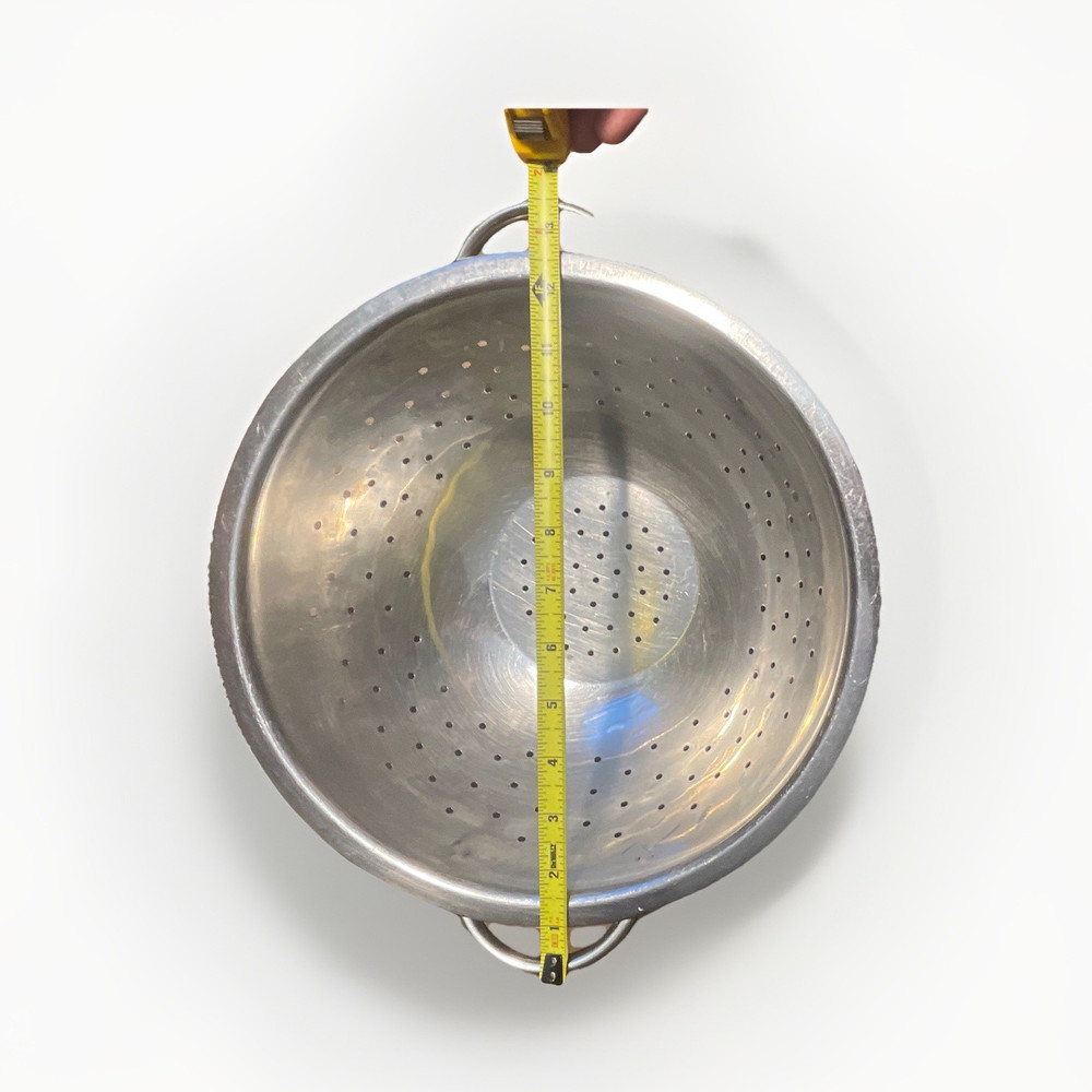 Metal Colander Strainer Silver 10 in with Side Handles, Traditional Medium