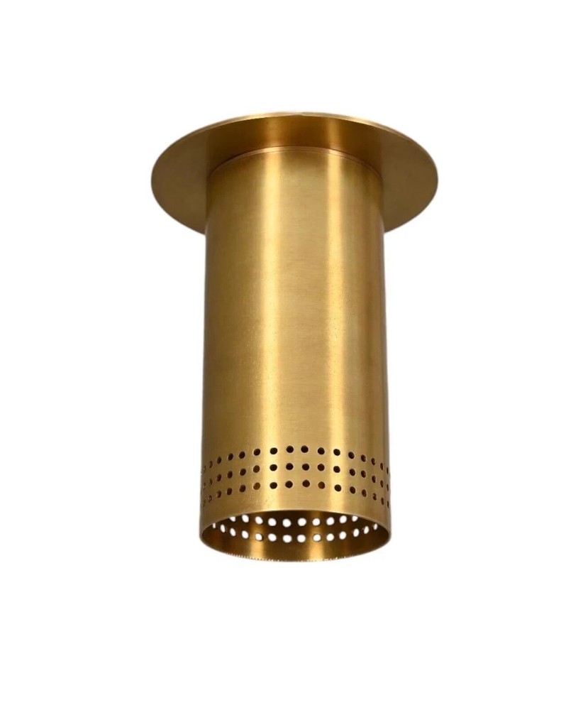 Handmade Modern Brass Ceiling Light | 1-Light Flush Mount Perforated Mid-Century