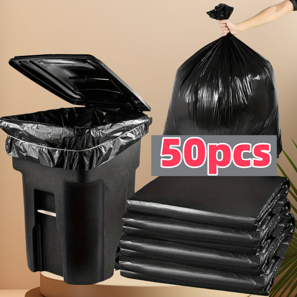 Heavy Duty 45 Gallon Trash Bags 50 Count Large Black Garbage Bags for Lawn and