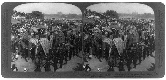 Delhi India 1903 Durbar Native Princes on Elephants Grand State Entry