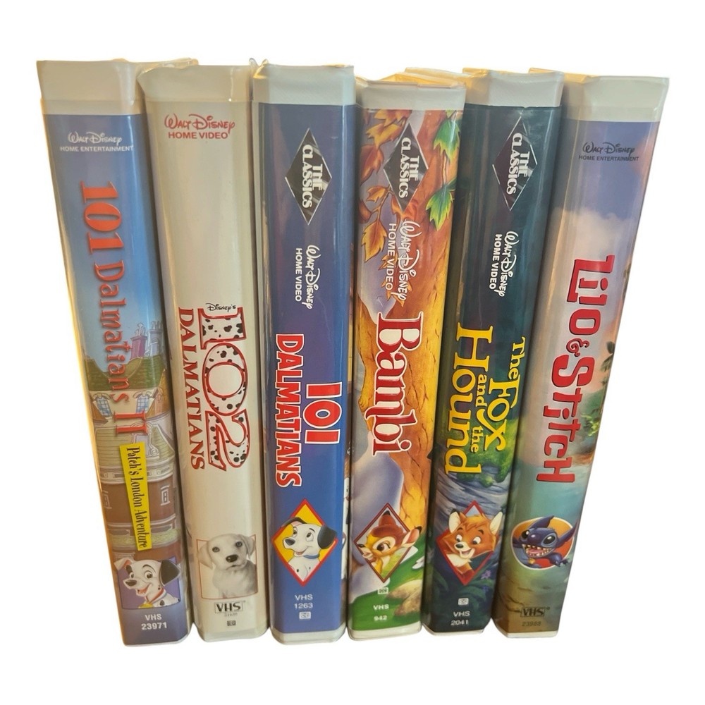 DISNEY VHS Lot of 6 (101 102 Dalmatians, Bambi, Fox & The Hound, Lilo & Stitch)
